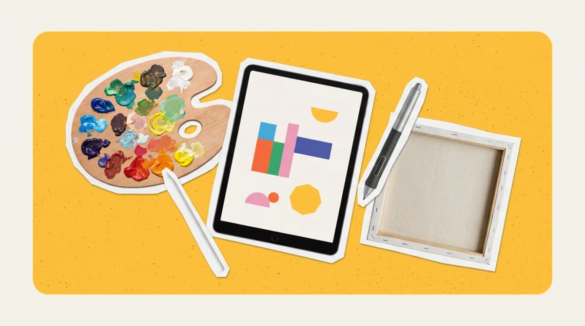 Scrapbook collage of pay slip, calculator, calendar, pen representing Payroll Software for Startups