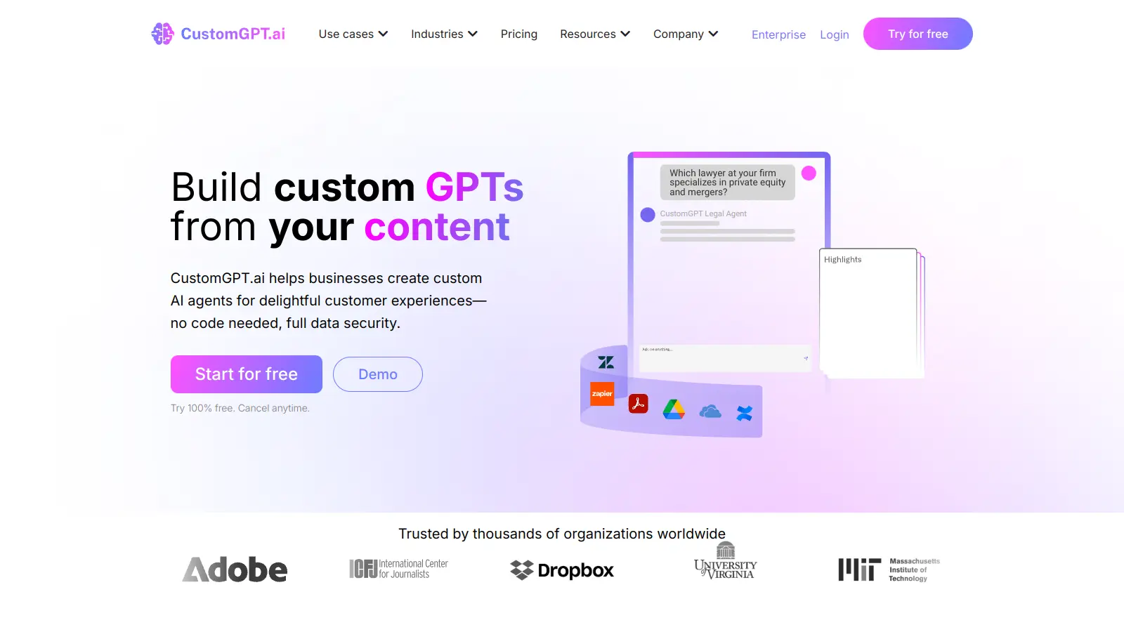 CustomGPT.ai screenshot