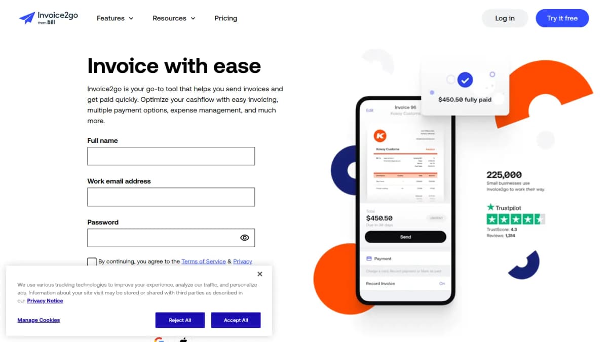 Invoice2go screenshot