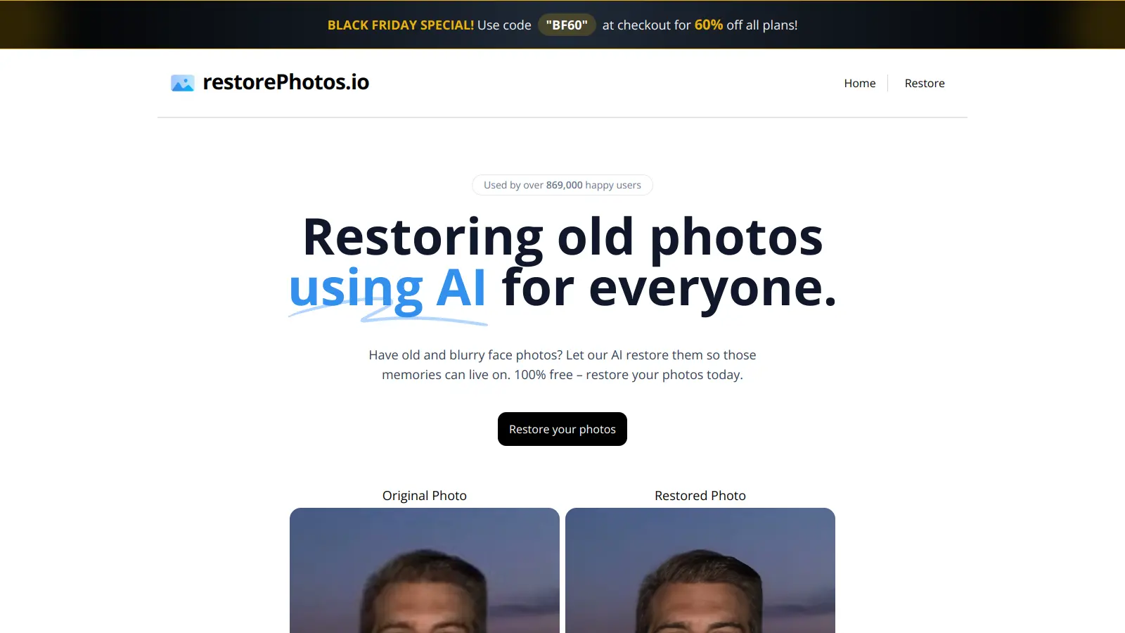 Restorephotos.io screenshot