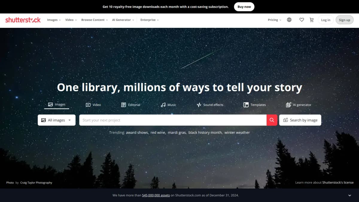 Shutterstock screenshot